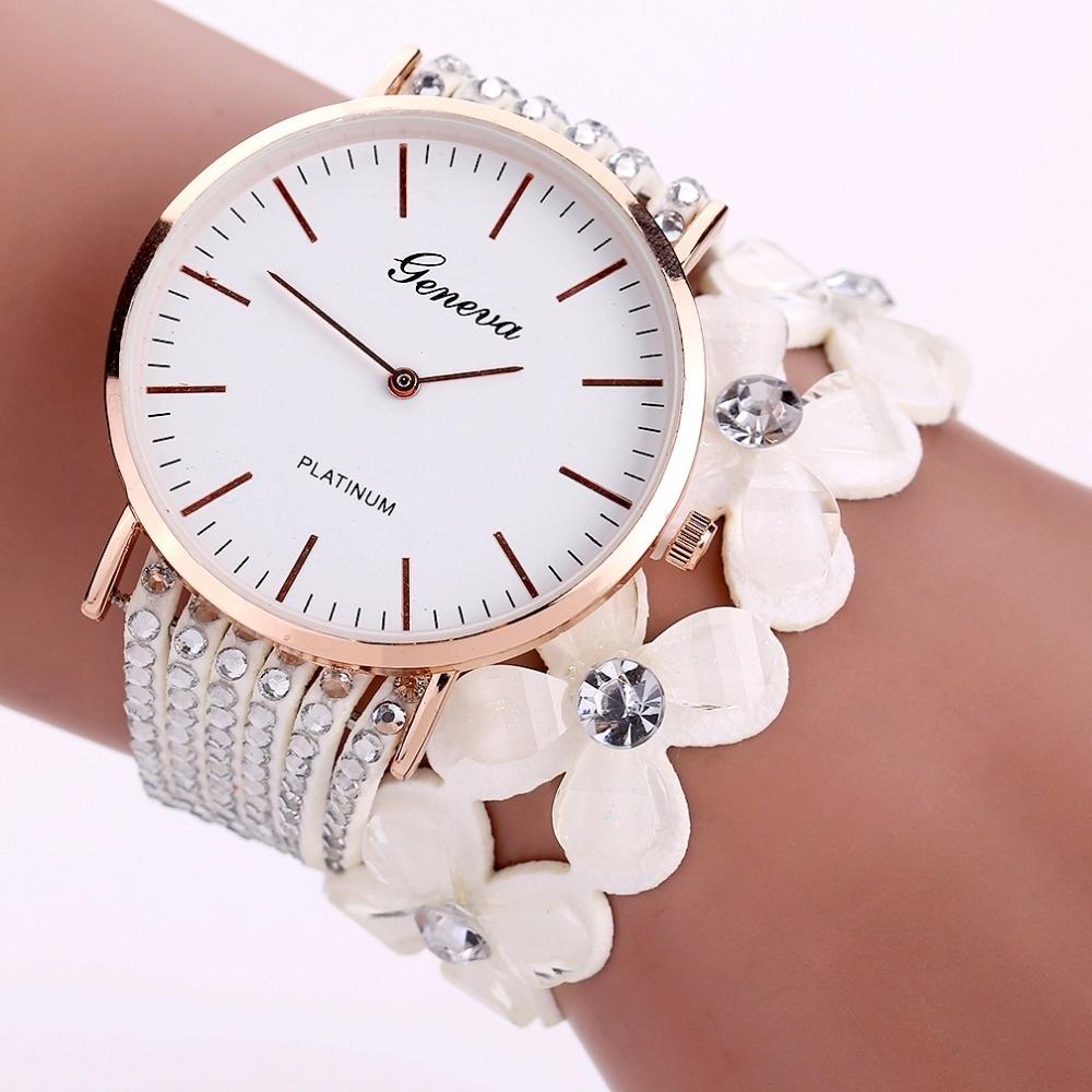 Uhren für Damen, lässig, elegant, Quarz-Armband, Damenuhr, Kristall-Diamant-Armbanduhr, Geschenk weiß