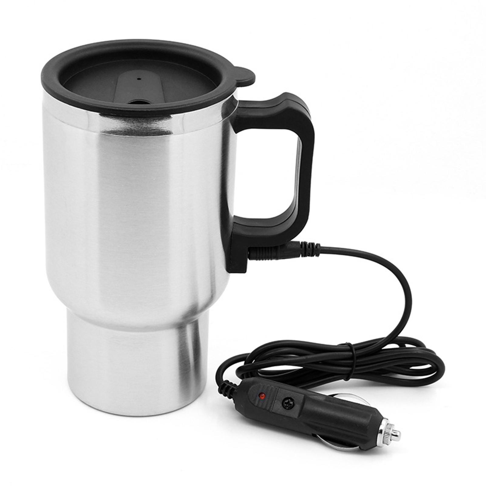 Auto-Wasserkocher, Edelstahl, im Auto, Wasserkocher, Reise-Thermoskannen, Heizung, Wasserflasche, Heizbecher silber