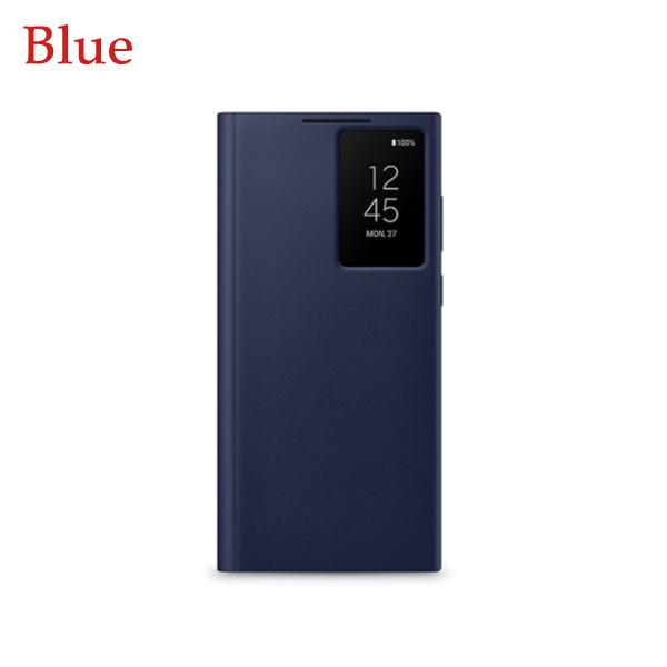Smart View Spiegel Flip Case Hülle für Samsung Galaxy S22 Ultra 5G S22Ultra 5G Smart Clear View Handyhülle blau