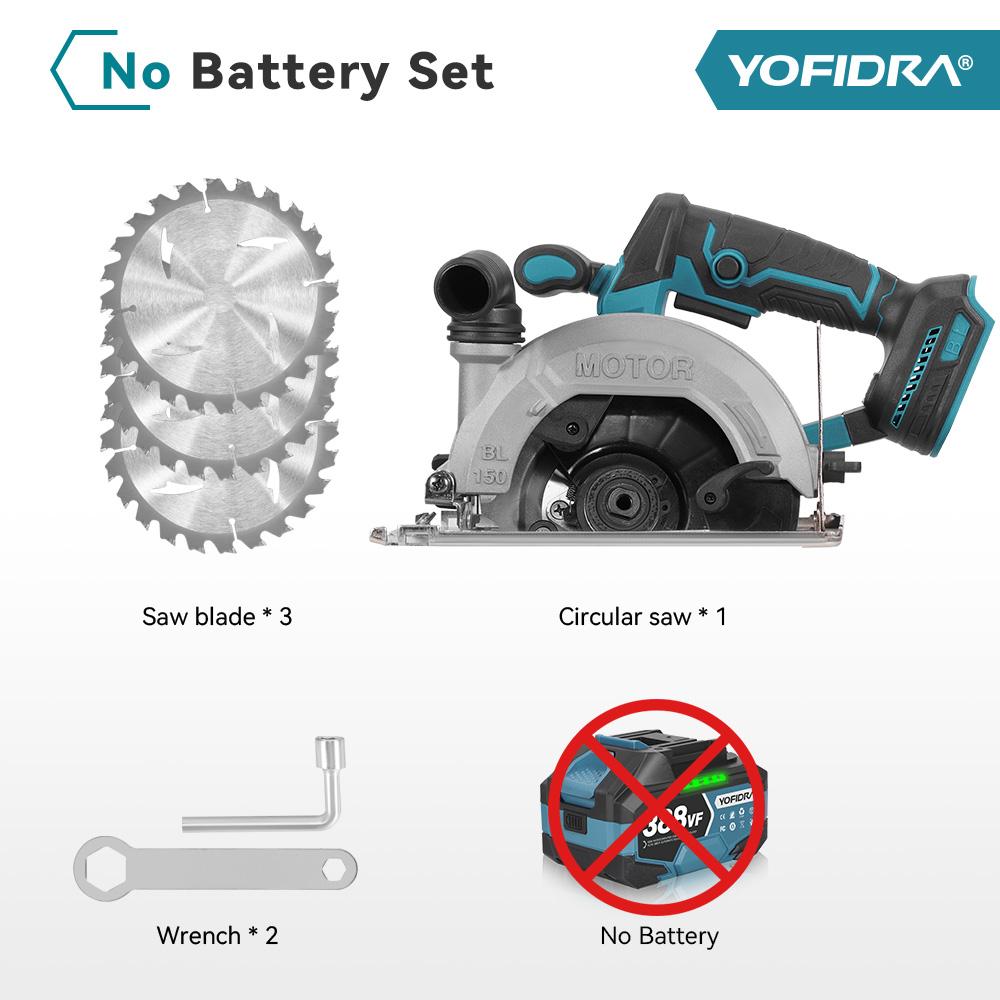 YOFIDRA 6 Zoll Bürstenlose Elektrische Kreissäge Digitalanzeige Kettensäge Multifunktionales Schneidwerkzeug Für Makita 18V Akku Stift Without Battery