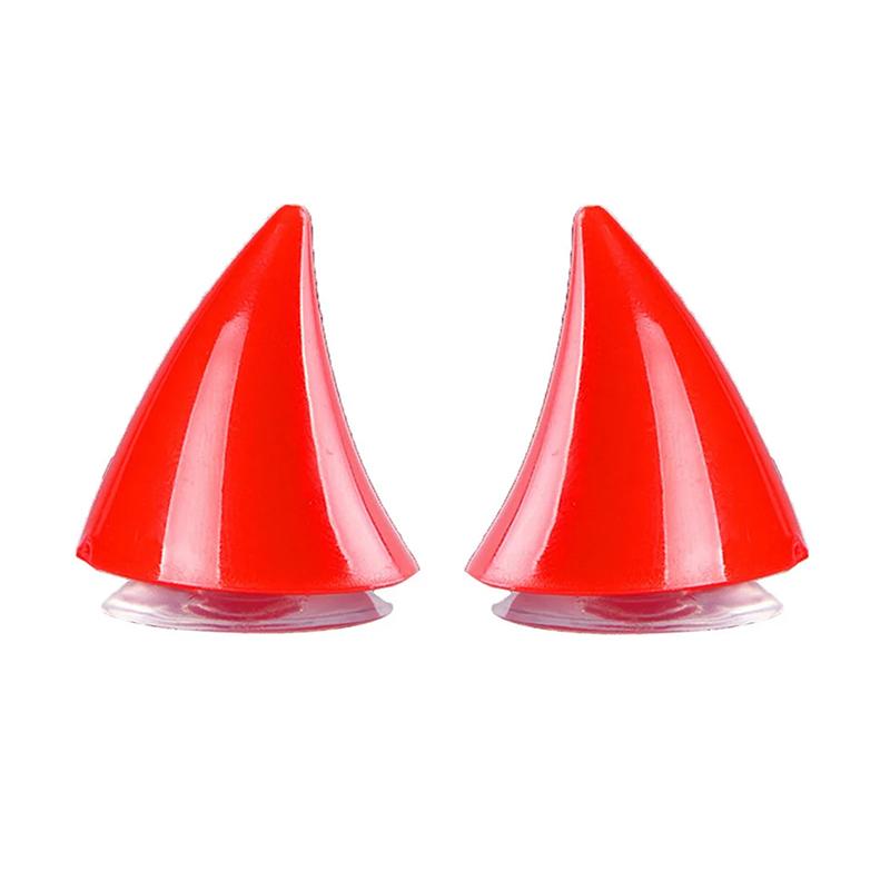 2 Stücke Motorradhelm Niedliche Ecke Gummihorn Dekoration Motocross Vollgesichts Offroad Helm Dekoration Moto Autozubehör rot