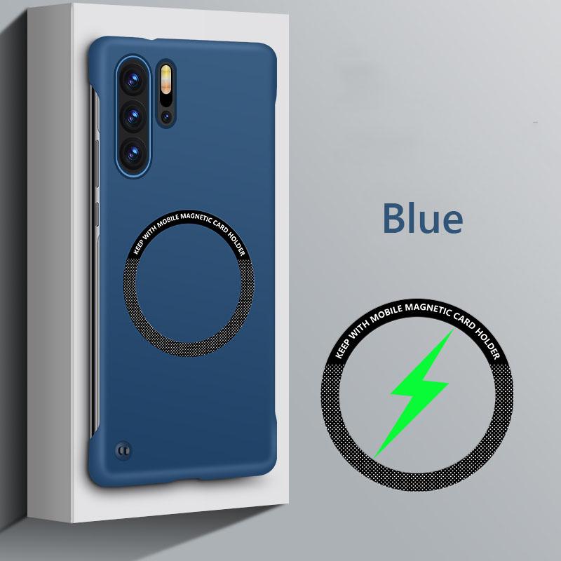 Rahmenloses magnetisches für Magsafe Slim Case für Huawei P30 Pro P40 P50 Pro P30Pro 5G Wireless Charging Hard Back Cover For Huawei P30 Pro blau