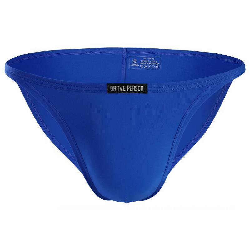 Sexy Unterwäsche Herren Mini-Slips Niedrige Taille Sexy Unterhosen Glatte Eis-Seide Herren Panties Bikini-Slips M blau