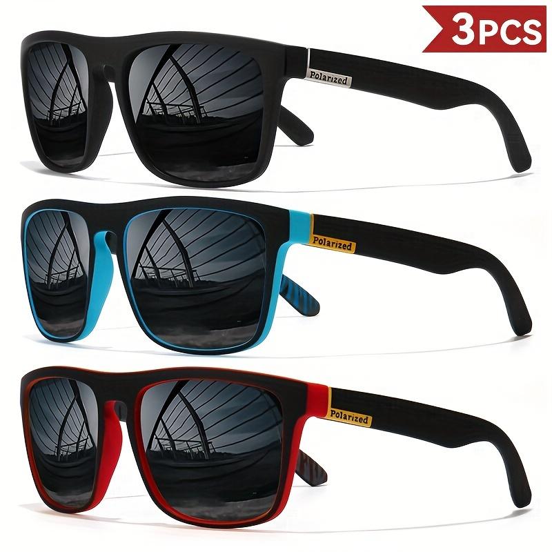 3er-Pack klassische polarisierte Sonnenbrillen für Herren, quadratisch, Vintage, Autofahren, farbige Graffiti-Sonnenbrille mit verspiegeltem Beinrahmen, Wandern, Angeln, Outdoor-Aktivitäten