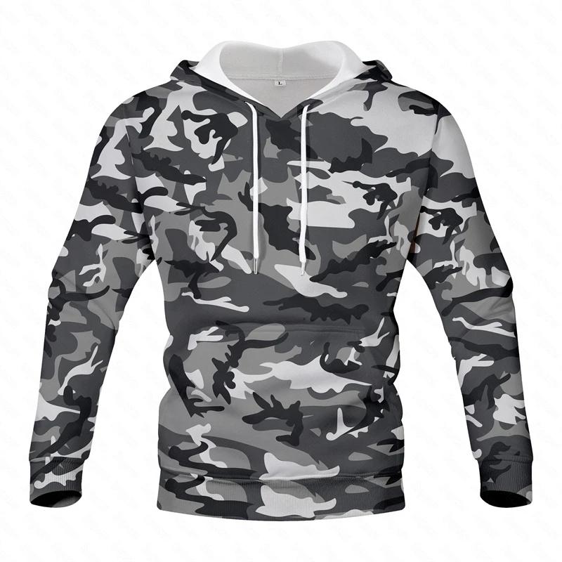 Klassischer Camouflage-Kapuzenpullover mit 3D-Druck für Herren, Kleidung mit Camouflage-Grafik, Sweatshirts, lässige Street-Kleidung, lange Ärmel, übergroße Pullover S gray