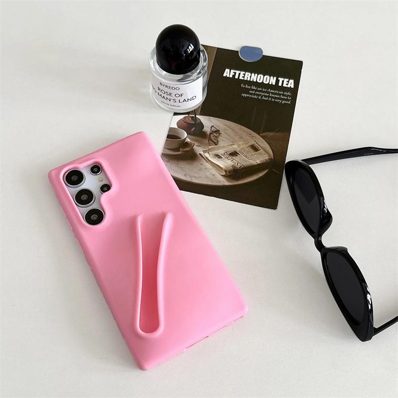 Lustiger Lipgloss-Halter, Silikon-Lippenstift-Lippenschutz, Handyhülle für Samsung Galaxy S23 Plus S24 S24 Ultra A14 A54 A15 4G/5G Samsung S23 Plus rosa