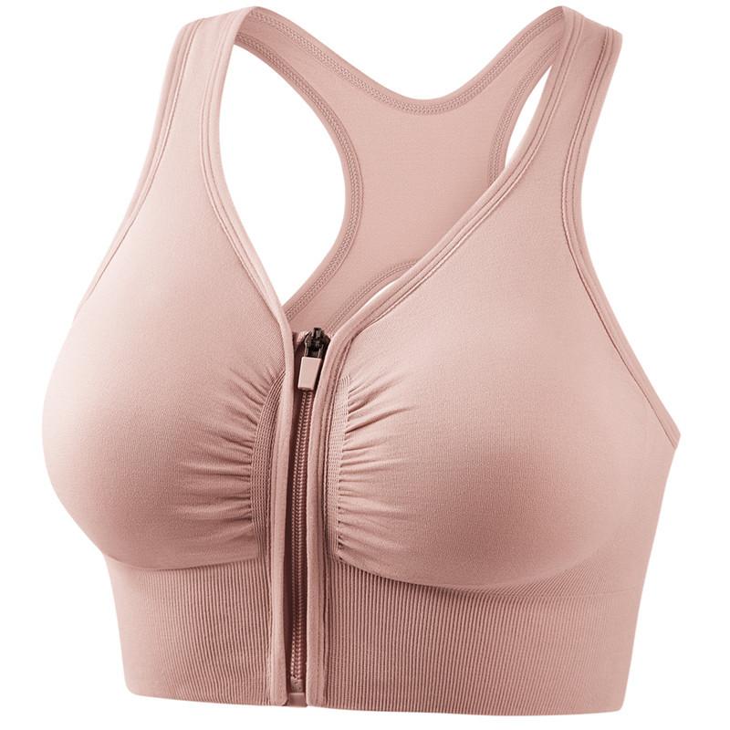 Damen-Sport-BH, stoßfest, zum Sammeln, Unterwäsche für sportliche Frauen, Übergröße, Bodybuilding, Laufen, Yoga, Reißverschluss, Sport-BHs, Dessous S rosa