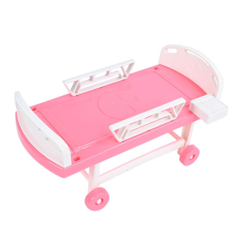 1 Stück Krankenhausbett Simulation Arzt Krankenschwester Männlich Und Weiblich Spielzubehör Puppenbett Medizinisches Bett Bett Spielzeug Kinder Spiel Zuhause Spielzeug rosa