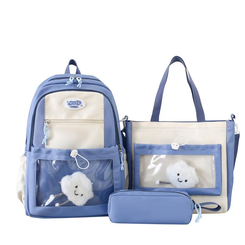 Niedlicher Rucksack Schlicht und vielseitig Hoher Wert Junior High School Schüler Schultasche Niedlich Große Kapazität Kontrastierende Schultasche Reise-Rucksack set
