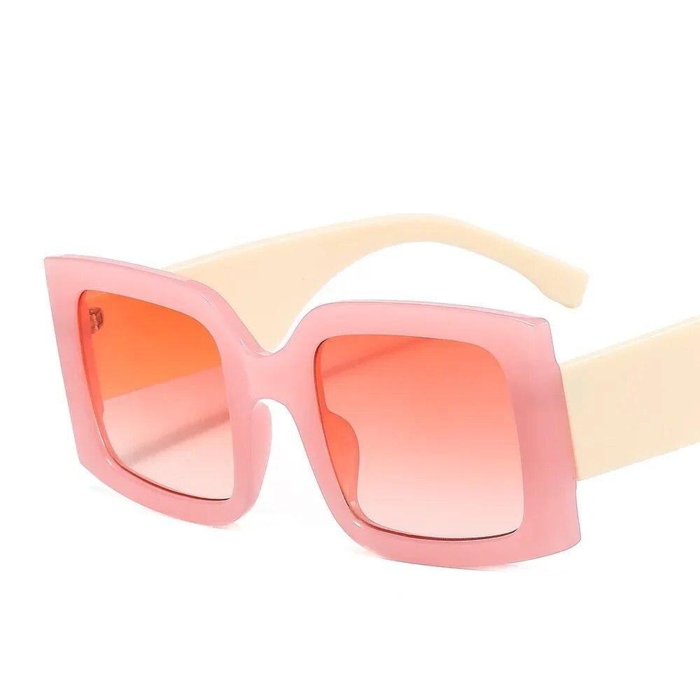 Neu Übergroßen Quadratischen Sonnenbrille Vintage Designer Frauen 2025 Mode Sonnenbrille Grün Shades UV400 Männer Luxus Marke Männlich Weiblich rosa