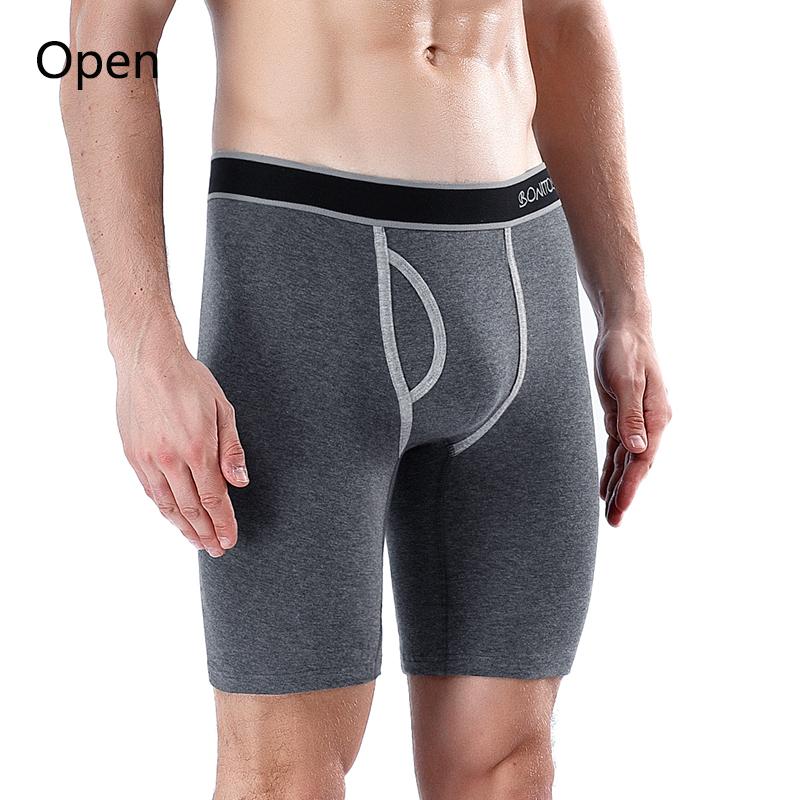 BONITOS 1Pcs Lange männer Unterhosen Baumwolle Männer Boxer Bequeme Unterwäsche Für Mann Einfarbig XL dunkelgraue