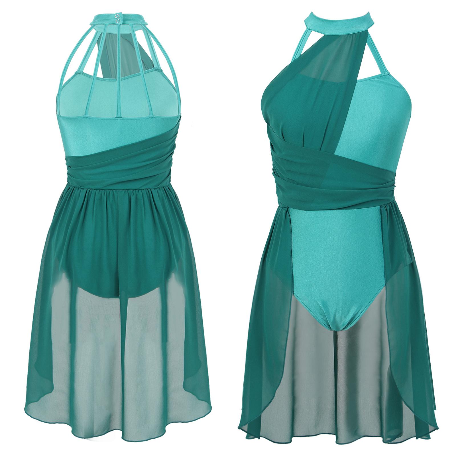 Frauen Ballett Tanz Kleid Erwachsene Gymnastik Lyrical Zeitgenössische Tanz Ballerina Kostüme Kleidung Bühne Leistung Trikot Kleid S grün
