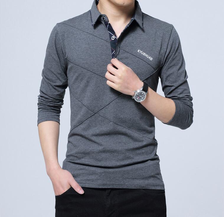 Frühling Herbst Casual Baumwolle Polo T Shirt Herrenmode Slim Polo Hochwertige Business Polo Shirt Grau Schwarz XXXL dunkelgrau