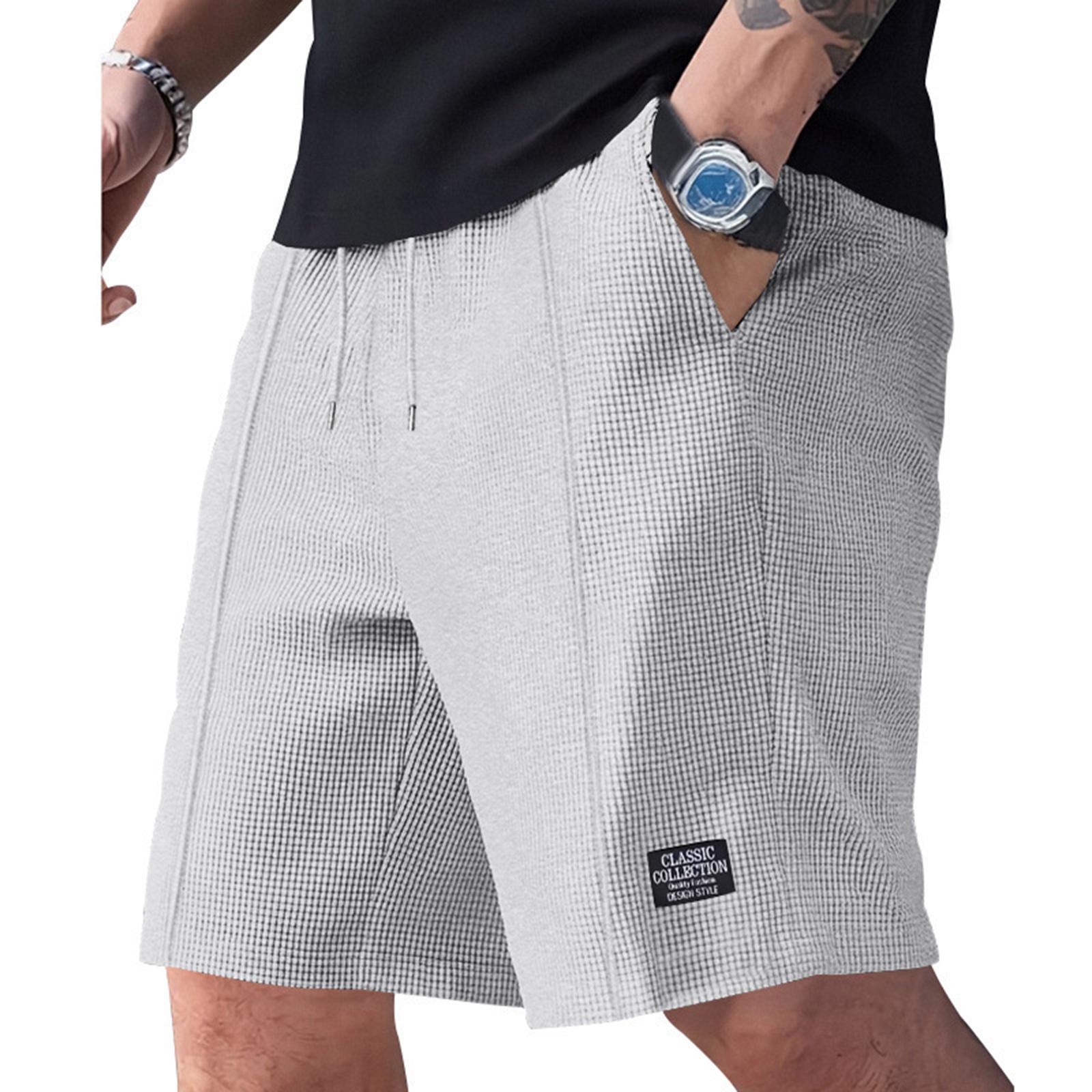 Baumwollshorts Herren Lässiger Stil Herren Jogginghosen mit Kordelzug Taille Cargoshorts für Herren und Bermudas Para Hombres für den täglichen Gebrauch XL hellgrau