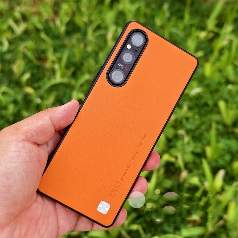 Hülle Für Sony Xperia 1 V 5 10 IV 1 III Luxus Silikon Leder Schutz Handy Rückseite Abdeckung Für Xperia 1iV 5V 10V Stylischer Stoßfänger Xperia 5 V 2023 orange