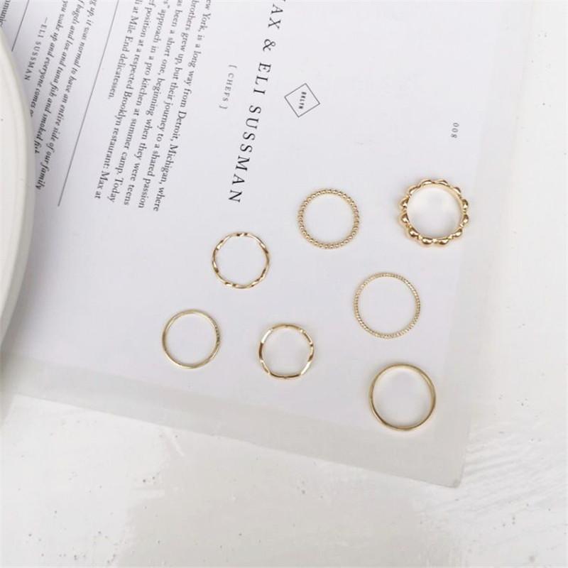 7 Stücke Einfache Vintage Ringe Für Frauen Mädchen Geschenk Kleine Boho Gothic Hip Hop Perlen Knuckles Ringe Set Statement Rock Party Schmuck gold