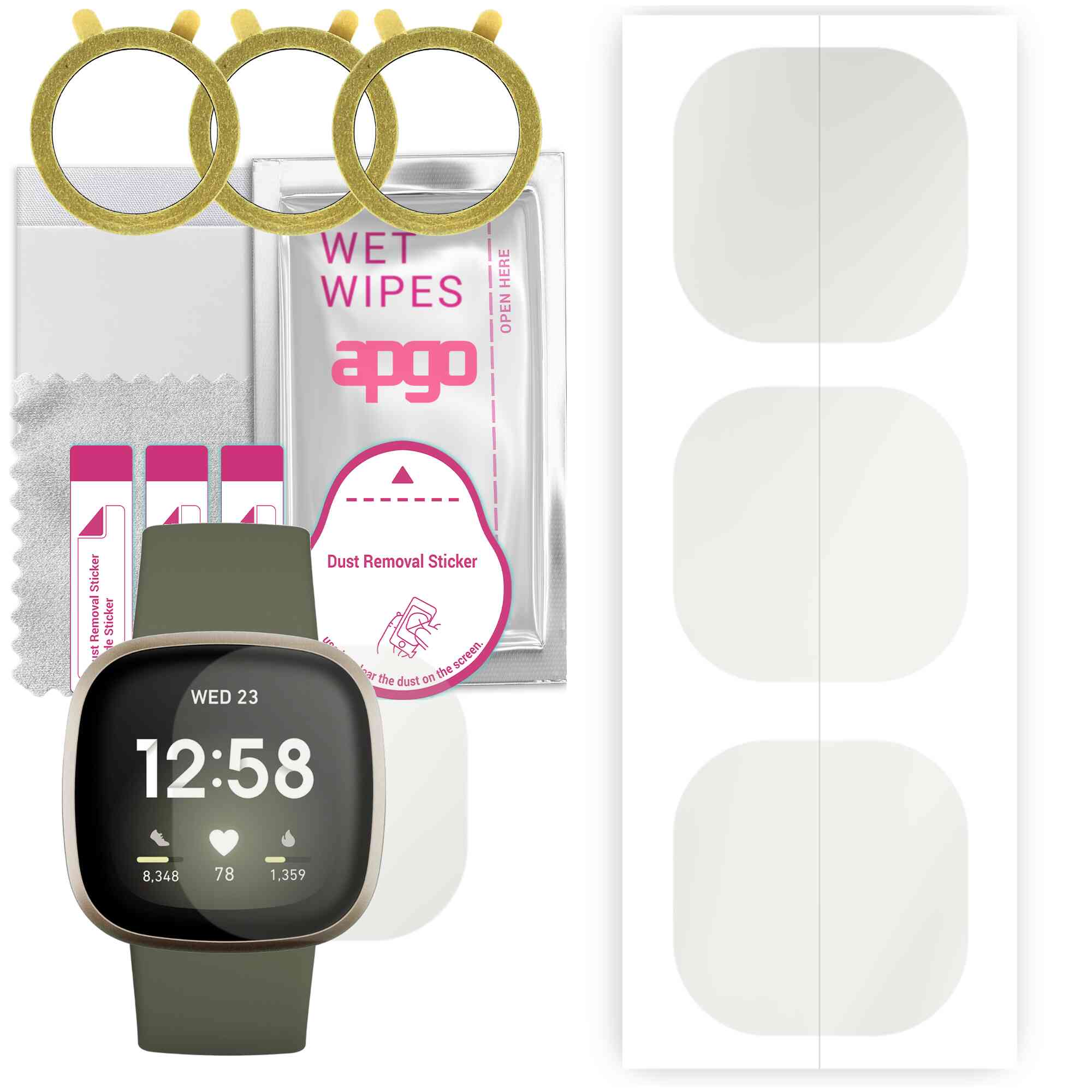 3x apgo Hydrogel Matte Screen Protector for Fitbit Versa 3, Hydrogel Film, Flexible, Soft TPU with positioning layer easy installation