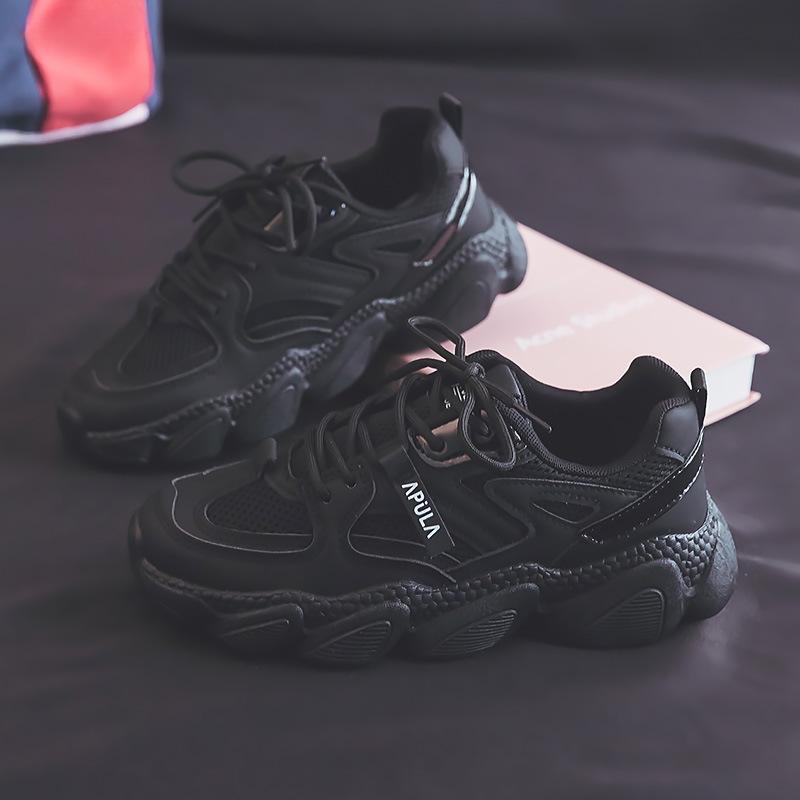 Leichte Dad Schuhe Damenschuhe Mesh Oberfläche Schuhe Atmungsaktives Mesh Plateau Weiße Schuhe Neue Sportschuhe Damen 40 schwarz