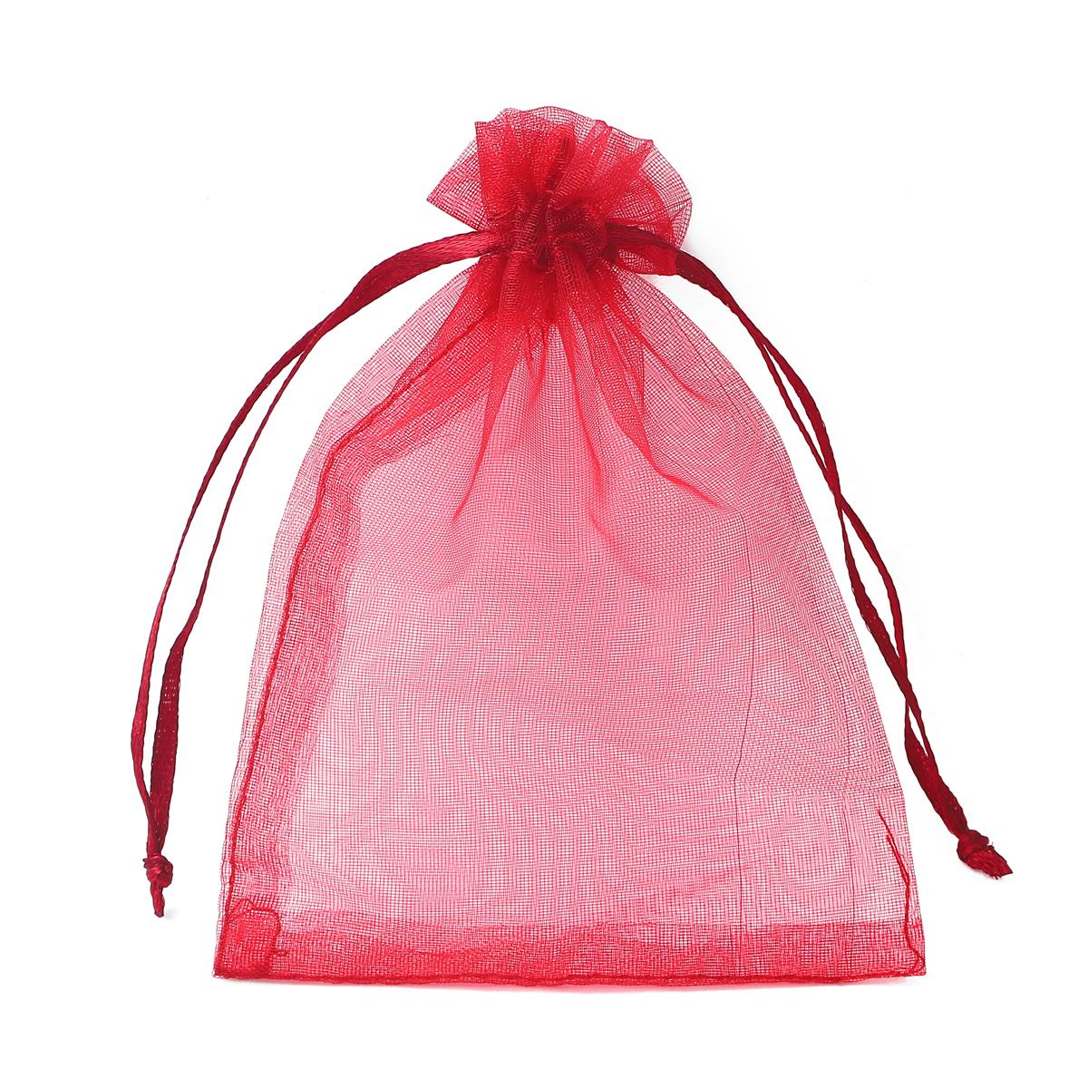 50 teile/beutel Einstellbare Kordelzug Organza Taschen Schmuck Verpackung Taschen Candy Hochzeit Taschen Geschenke Beutel 9x12cm wein rot