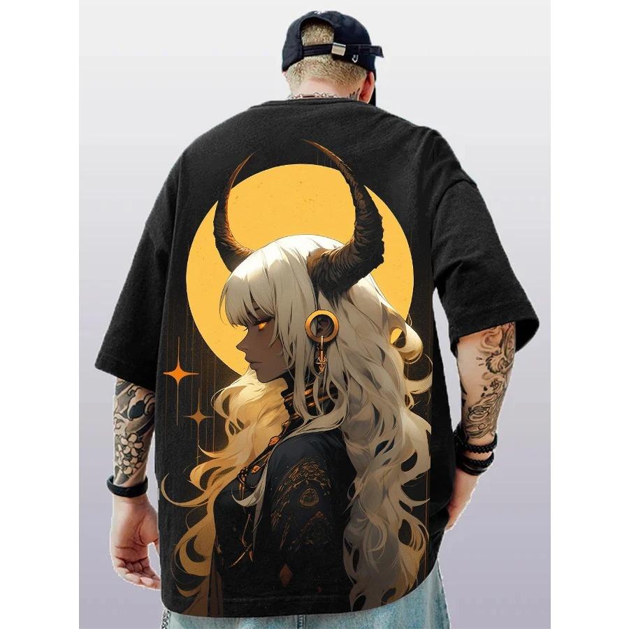 2024 frauen Sommer Mode T-shirts Männer Frauen Unisex Oversize Anime Charakter Japanischen Stil Streetwear Super Cool Paar T-shirts L