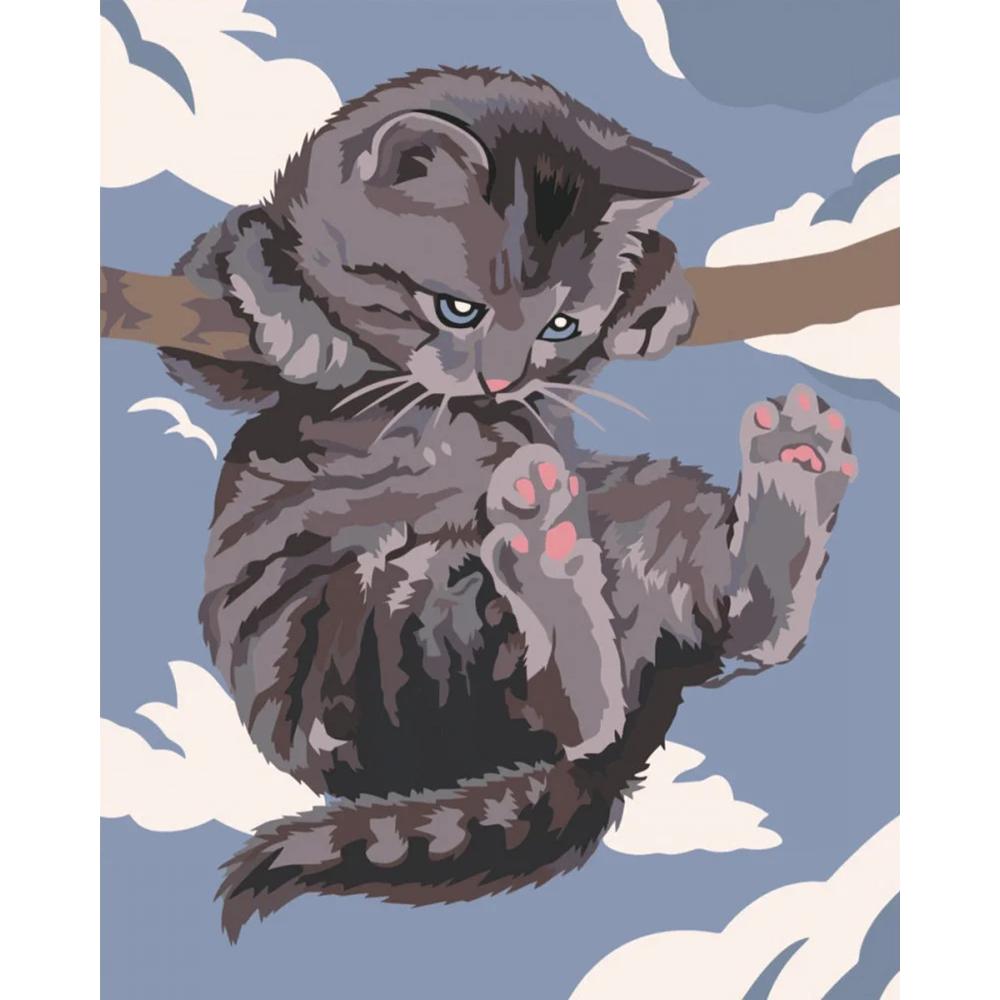 Rahmenlose Katze DIY Malen nach Zahlen für Kinder Bild Malen nach Zahlen handgemalt Einzigartiges Geschenk für die Inneneinrichtung 40x50cm NOframe