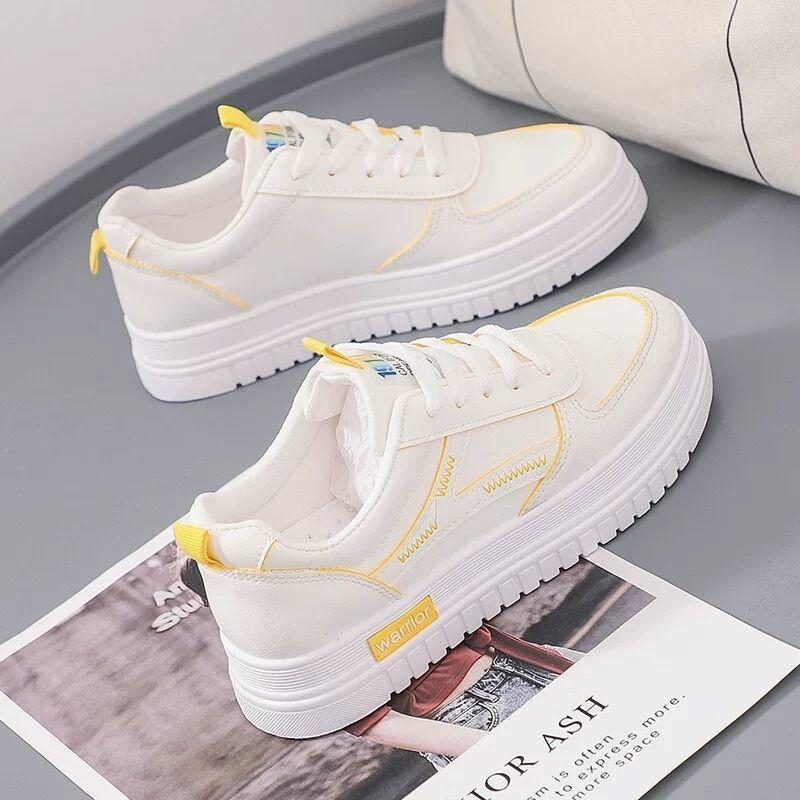 Damen Freizeitschuhe 2025Neuer Frühlingstrend Atmungsaktive Laufschuhe Rutschfeste Plateau-Laufschuhe Schnür-Sneaker Tenis De Mujer 40 gelb