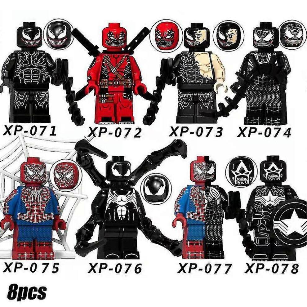8 Stück/Set Superhelden-Serie Minifiguren Bausteine-Set, Venom Spiderman Mini-Actionfiguren Spielzeug Fan-Geschenke für 3 Jahre + Kinder Jungen Mädchen