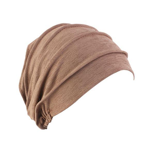 Frauen Elegante Verdickt Elastische Muslimischen Hijab Beanie Hut Elastische Chemo Hut Headwrap kaffeebraun