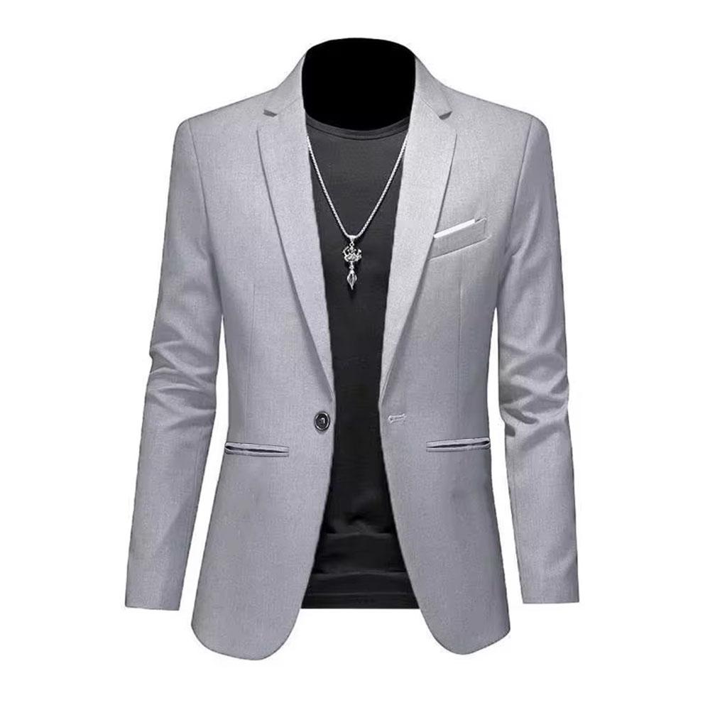 Trendy Leichte Luxus Anzugjacke für Herren Herbst Slim Fit Lässiger Business-Anzug Bügelfreier Anti-Falten Einfarbig Klassischer Anzug XXXXL graue