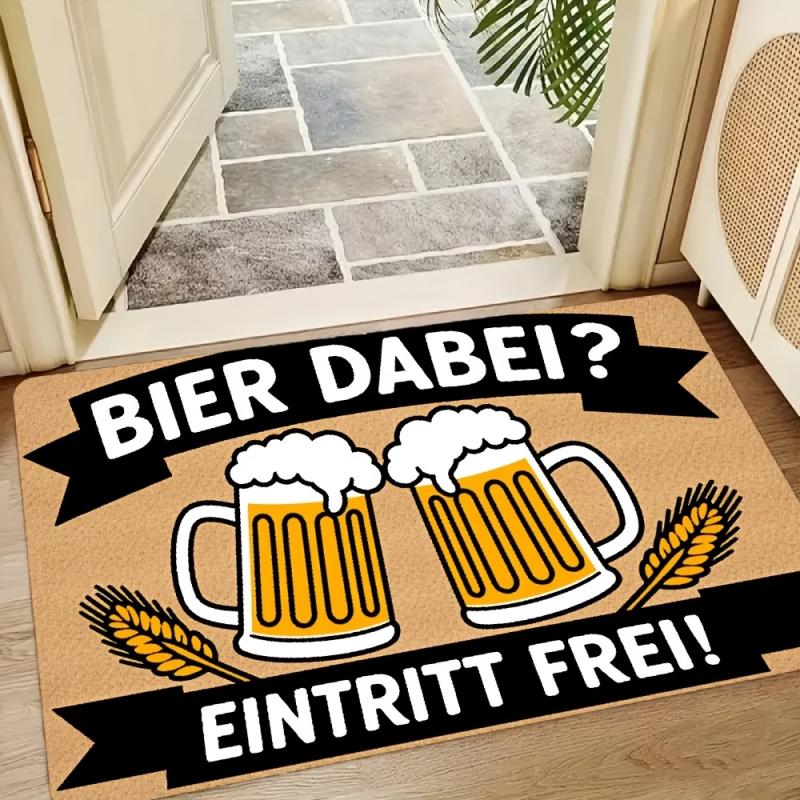 Lustige Deutsche Bier Willkommen Fußmatte Bier Dabei Eintritt Frei Muster Bar Dekor Eingangsbereich Bodenmatte Fußmatte Haustür 40X60CM