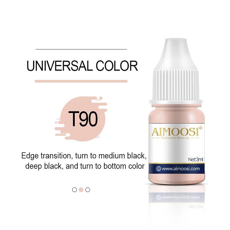 Tattoo-Tinte Nano-Pigment Milchfarben für semipermanentes Make-up-Set, Tönung, Augenbrauen, Eyeliner, Lippen, Schönheit, 3 ml Microblading-Pigmente T90 Universal Color