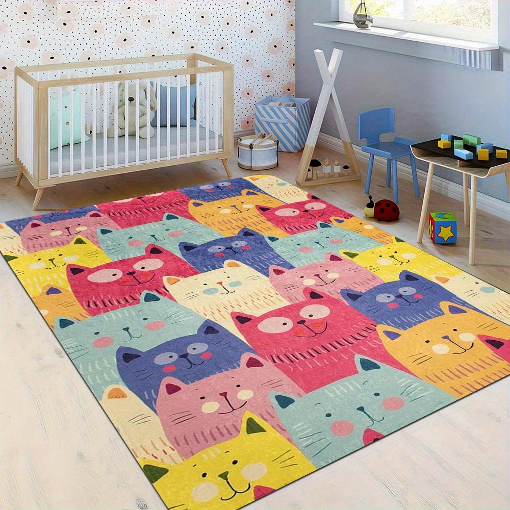 Süßes Cartoon-Katzenmuster, Hippie, Großer Teppich, Teppich für Sofa und Couchtisch, Weicher Teppich für Zuhause, Teppich für Jugendzimmer, Bodenteppich 50cm x 80cm