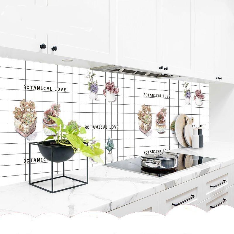 Ölbeständiger Küchenherd-Aufkleber, selbstklebende Tapeten, wasserfest, hochtemperaturbeständig, Küchendekoration, Kontaktpapier 60cm x 300cm