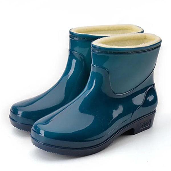 Warme Regenstiefel für Damen, wasserdichte Regenschuhe, weiblich, große Größe, rutschfest, Plus-Samt-Arbeitsschuhe 41 grün