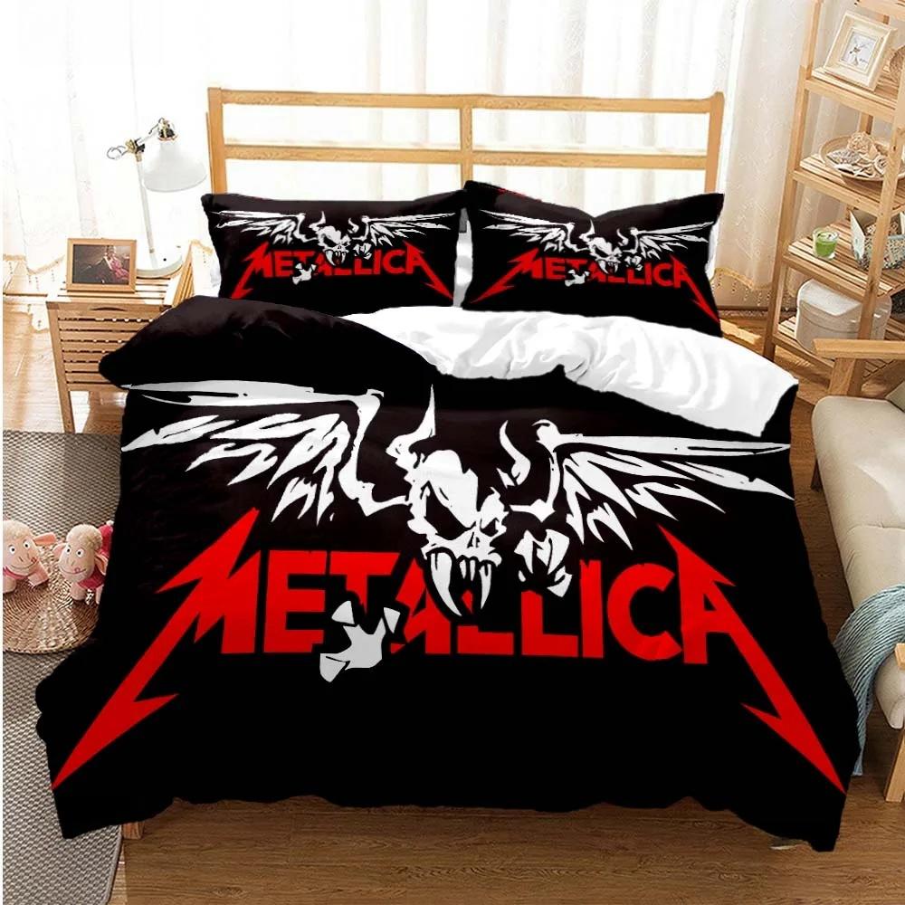 Bettwäscheset für Metal-Musikband M-Metallica, Einzelbett, Doppelbett, Queensize-Bett, Kingsize-Bett, Bettbezug-Set für Erwachsene und Kinder, Heimtextilien AU Single 140x210cm