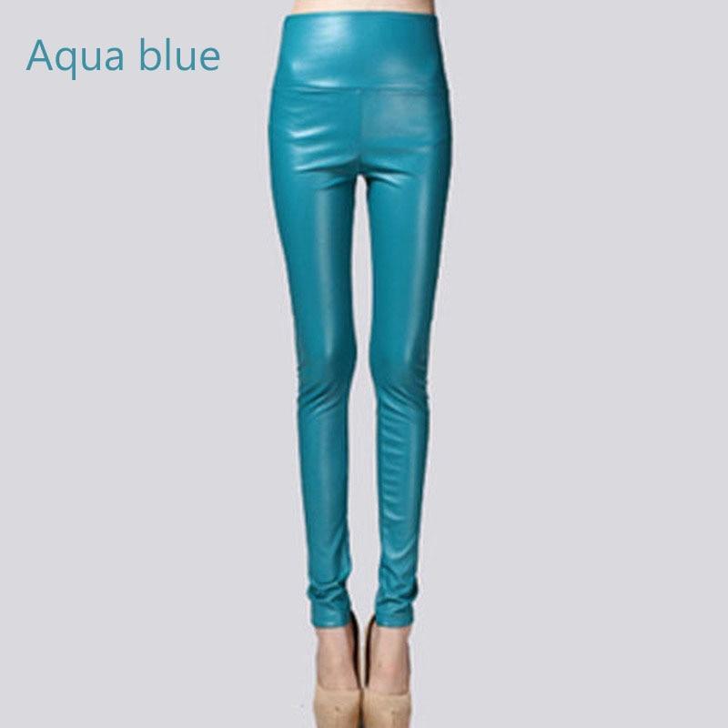 Sommer Y2K Elastische Stretch Faux Leder Bleistift Hosen Frauen Mode Samt PU Leder Hosen Weibliche Sexy Dünne Enge Hosen 7172 S hellblaue