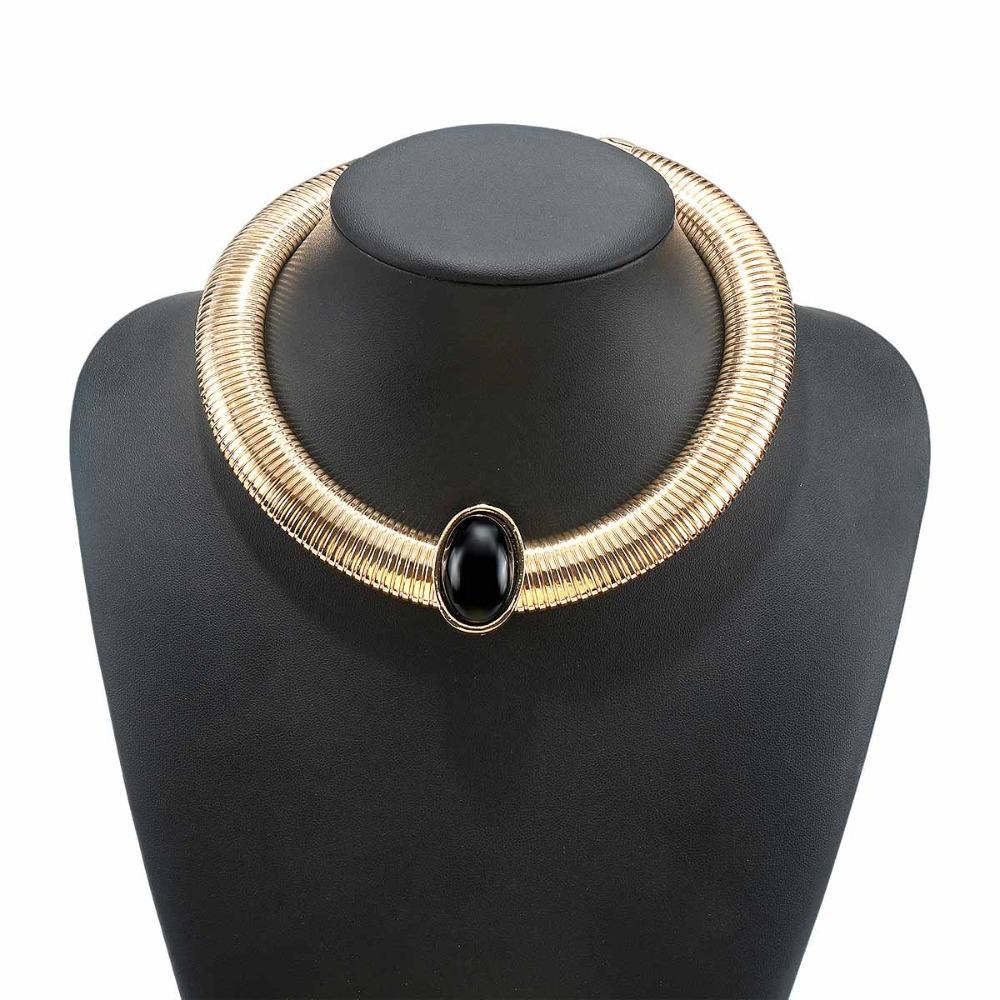 Mode Metallkette Chunky Choker Halskette Gold Vintage Chunky Kette Halskette Anhänger Bohemian Schlangenknochen Kette Halskette Damen WHITE&35cm