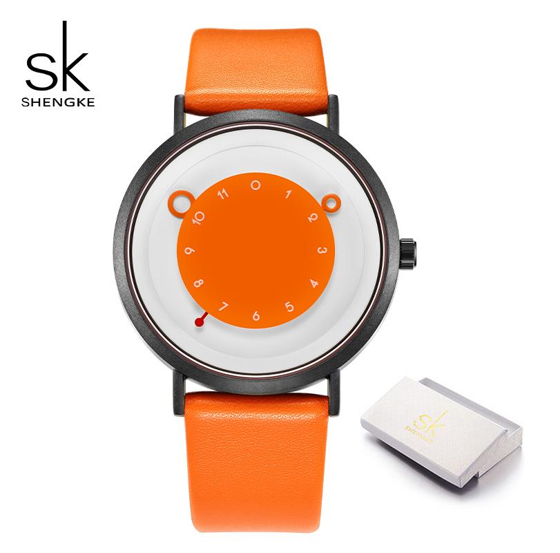 Shengke Mode frauen Uhren Kreative Design Damen Quarz Armbanduhren Top Marke Weibliche Beste Geschenke Uhr orange