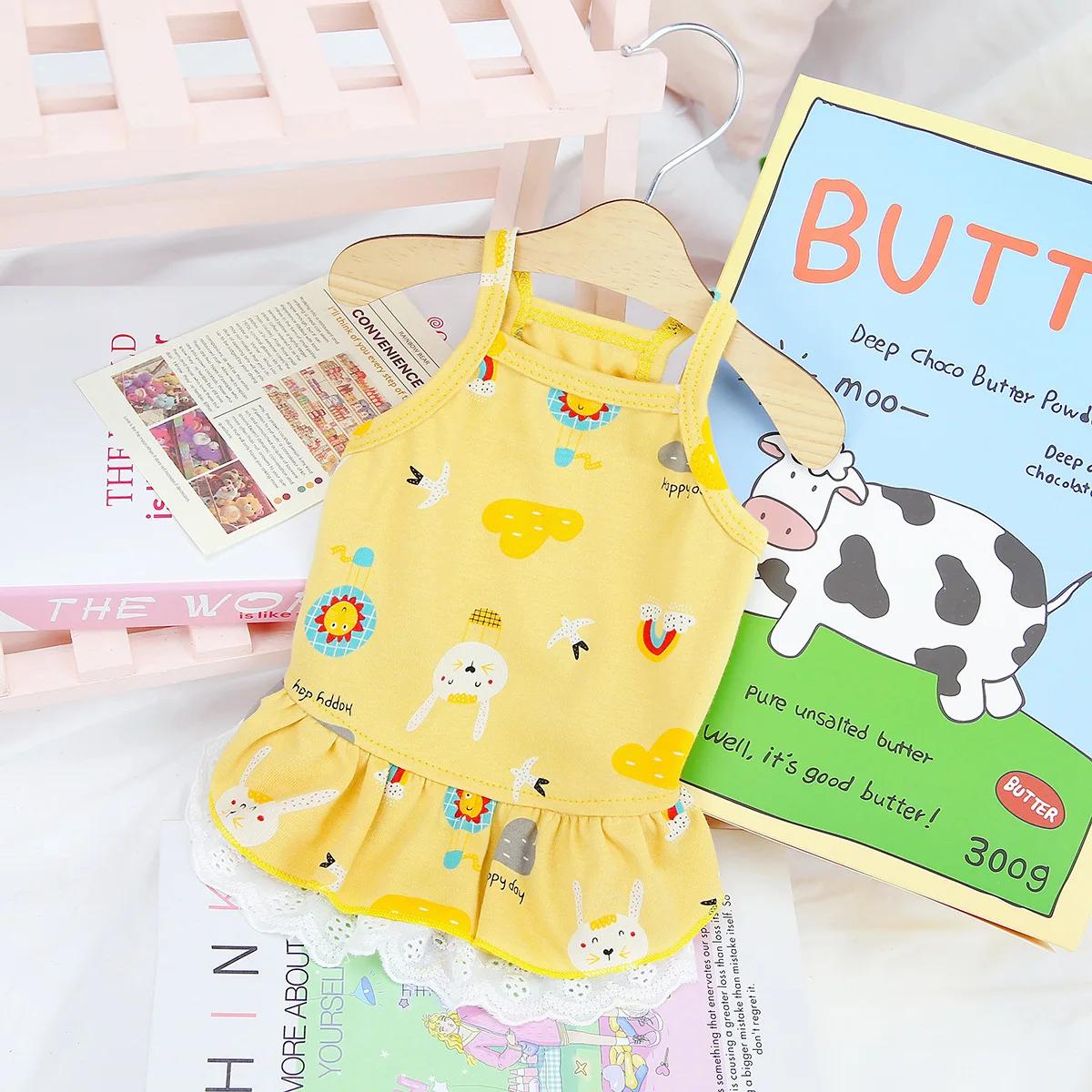 Hundekleid Sommerkleid Dünn Haustier Hund Sommer Kleiner Hund Teddy Katze Sling Prinzessin Rock Haustierkleidung Hundezubehör Katzenkleid S beige