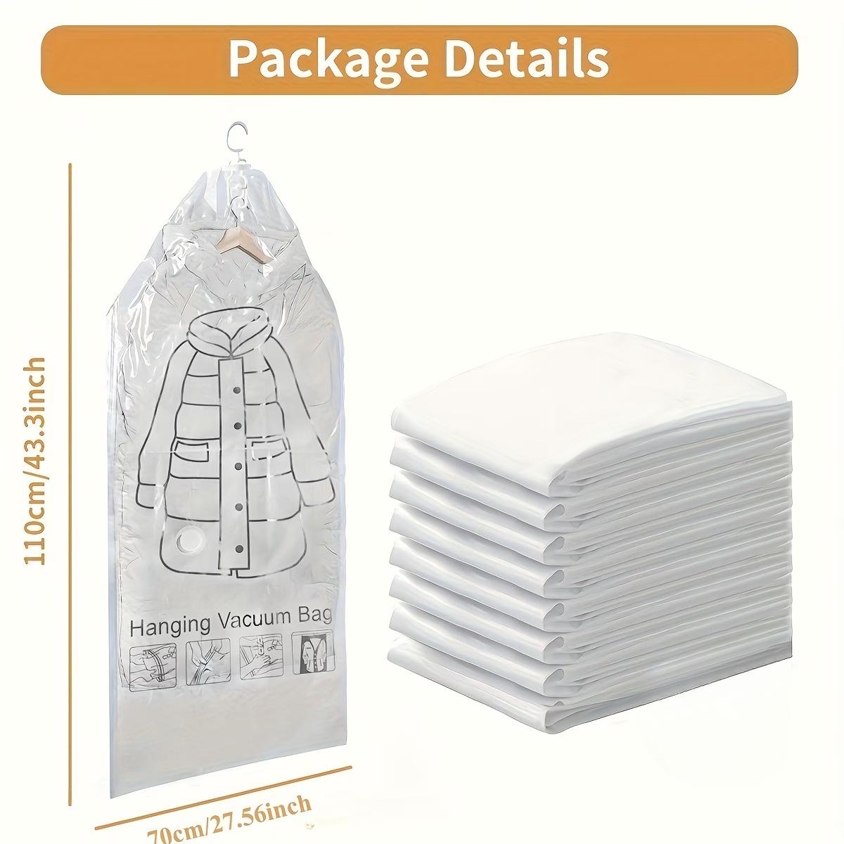 Duty Vakuum-Aufbewahrungsbeutel mit Reißverschluss - Platzsparende Hänge-Organizer-Taschen für Kleidung, Anzüge, Jacken, Reisen - Kunststoff-Vakuumierer 1pc. elfenbein