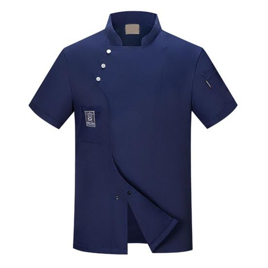 Atmungsaktive Schnalle zum Kochen in Übergröße, Hotel-Küchenchef-Top, Kantinenkleidung, Uniform L blau