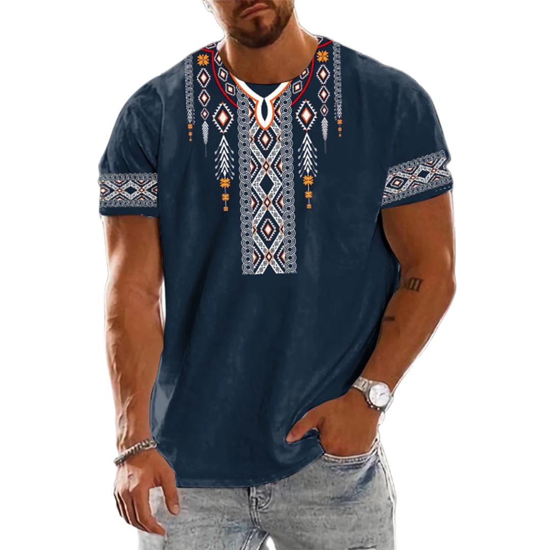 Vintage Ethnische T-shirt 3D Druck Kleidung Oansatz Männer Tops Übergroßen Kurzarm T Sommer Lose Männliche Streetwear Herren Kleidung 2XL