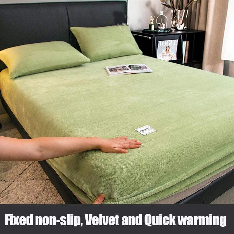 1 Stück Warme Winter Elastische Spannbettlaken Verstellbarer Flanell Samt Matratzenbezug Flauschige Spannbettlaken für 200 Queen 180 Größe 90x200cm