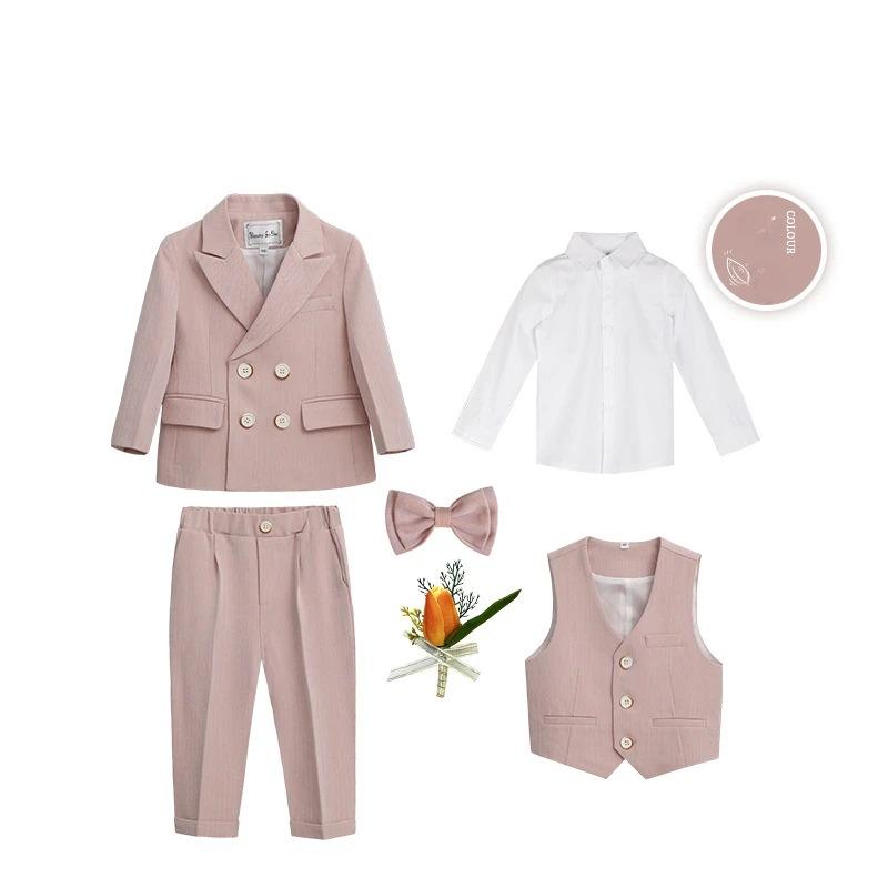 Jungen Blazer Anzug Blume Kinder Performance Kleidung Schule Kostüm Kinder Jubiläum Baby Geburtstag Party Anzug 80cm rosa