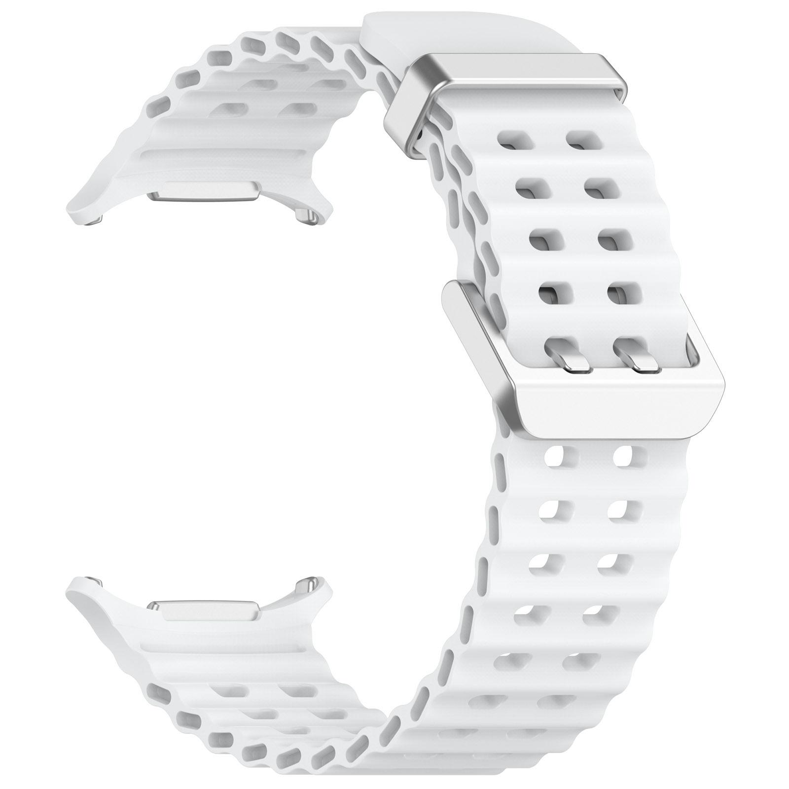 Originales Armband für Samsung Galaxy watch Ultra 47mm Zubehör Marine Silikon Sportarmband Correa Galaxy watch 7 Ultra Band Galaxy watch Ultra weiß
