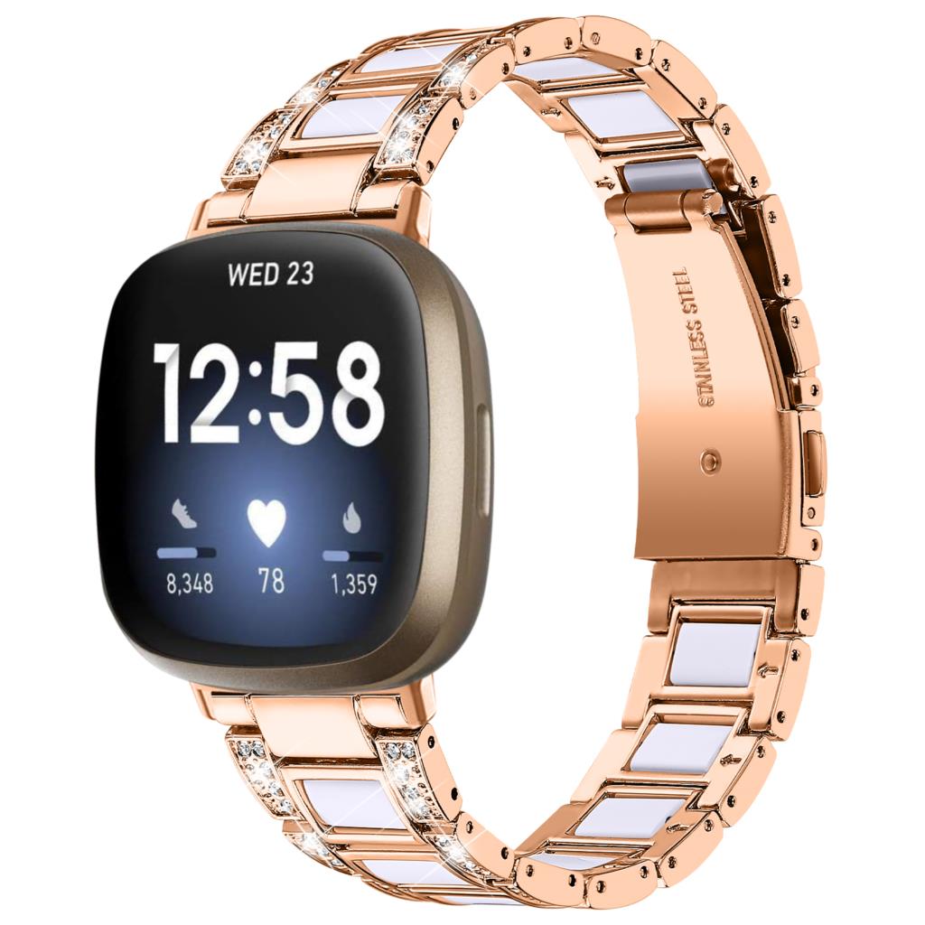 Diamantarmband für Fitbit Versa 4 3 Sense 2 Band Smartwatch-Zubehör Harz Edelstahl Metallarmband Fitbit Versa 3 Armband For Fitbit Sense 1 2
