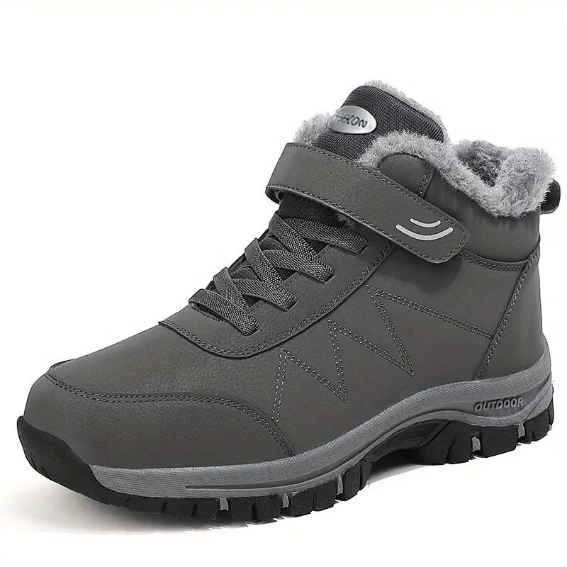 Herren Schneestiefel Thermo Winterschuhe Schnürstiefel Mit Klettverschluss Lässige Wanderschuhe 39 grau