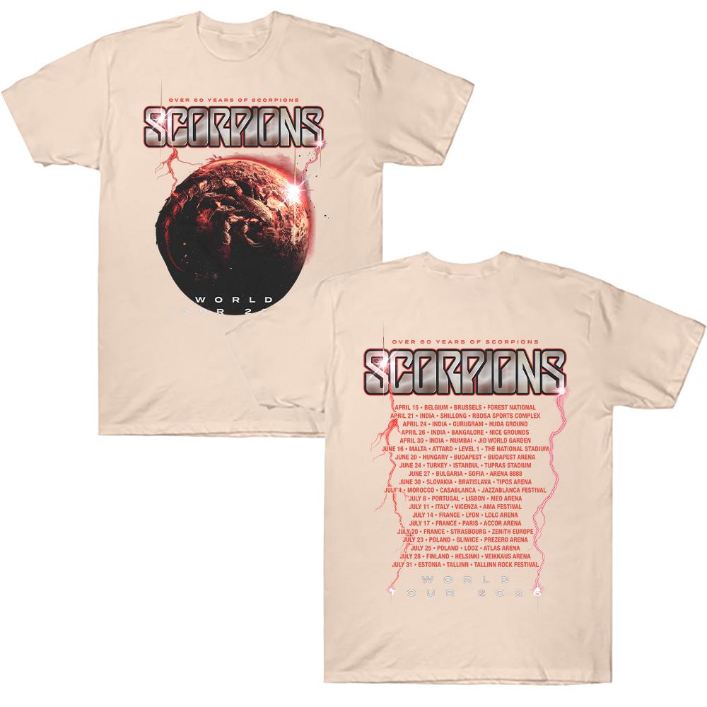 Scorpions Coming Home Tour 2026 T-Shirts Metal Scorpions Baumwoll-T-Shirts Kurzarm Hard Rock Band T-Shirts Rundhals Kleidung Anime T-Shirt S sand