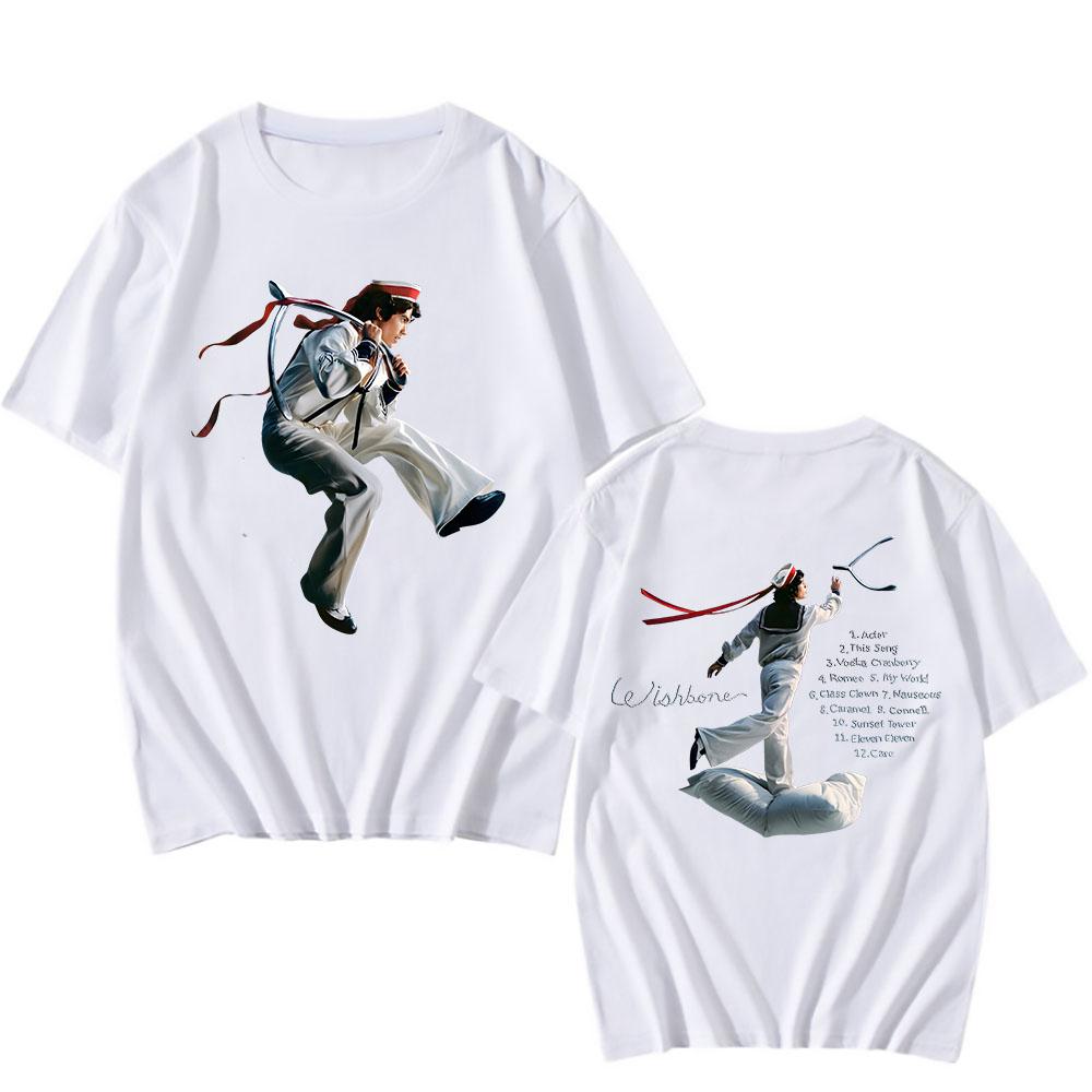 Conan Gray Wishbone Album Grafik T-Shirt Kurzarm Baumwolle Sommer T-Shirts für Herren Streetwear Hip Hop 2025 Mode Herren T-Shirts S weiß