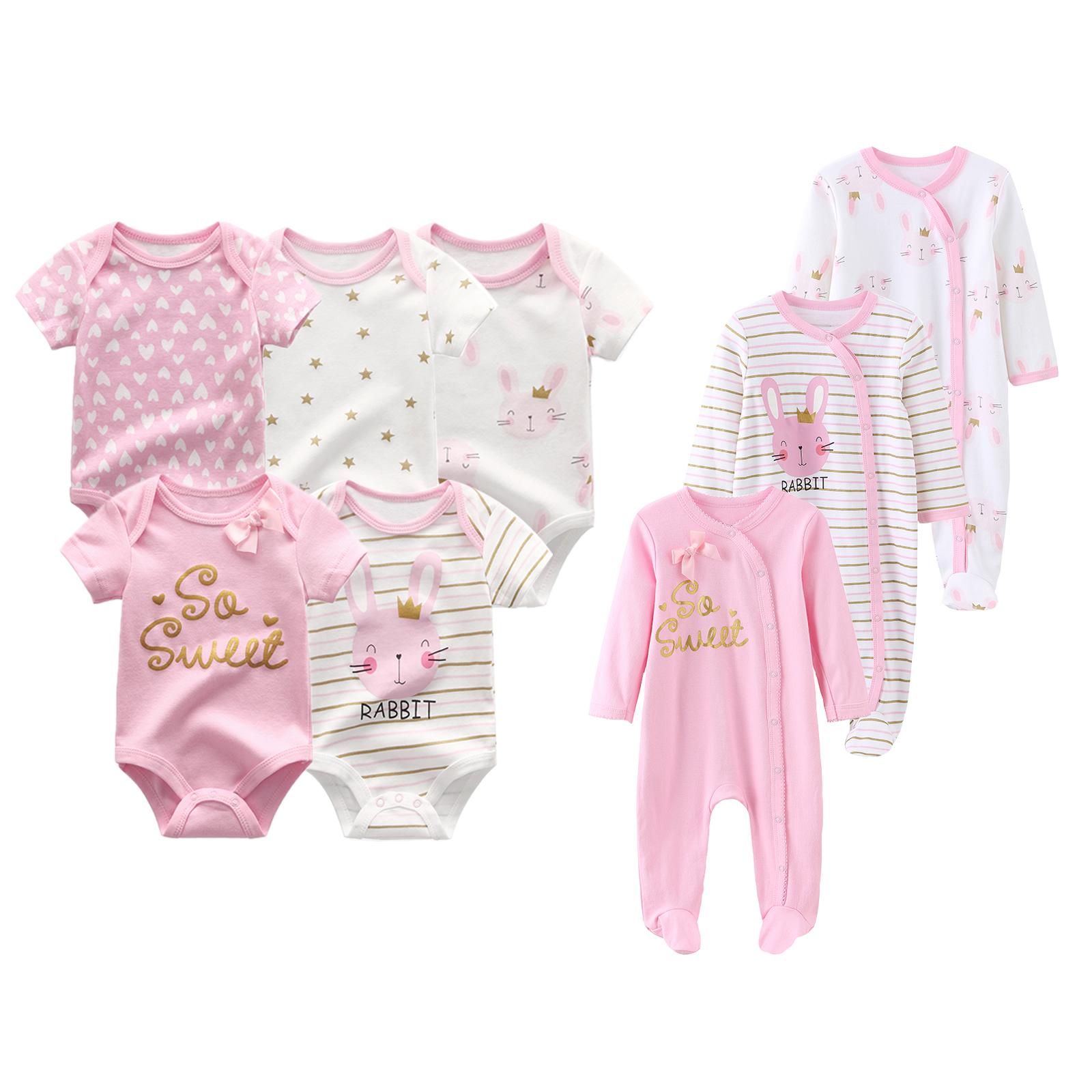 Cartoon Neugeborenen Kleidung 5 Pcs Kurzarm Baby Bodys Und 3 Pcs Baby Strampler Weiche Baby Kleidung 0-3Months